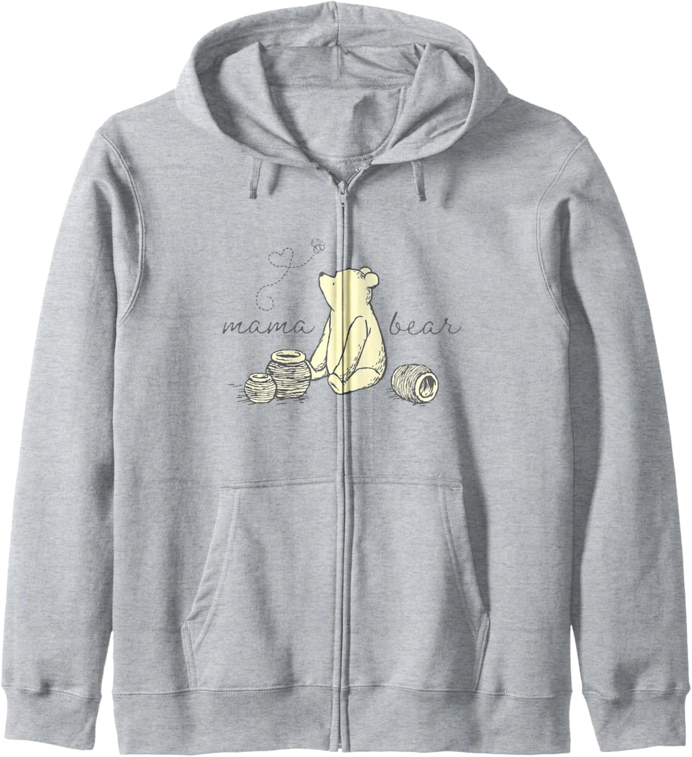 Disney Winnie the Pooh Mama Bear Cute Pooh Big Chest Logo Zip Hoodie