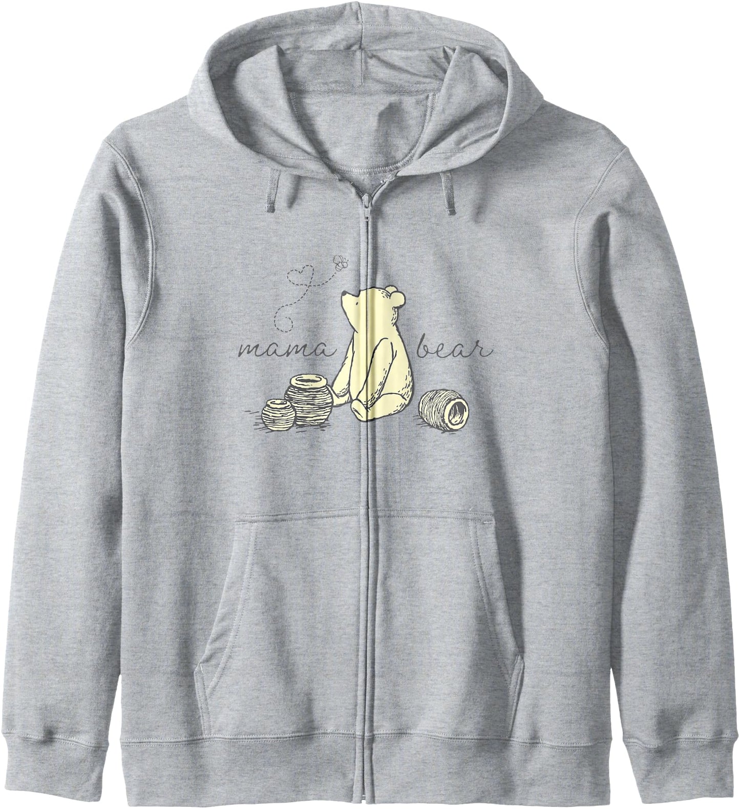 Disney Winnie the Pooh Mama Bear Cute Pooh Big Chest Logo Zip Hoodie