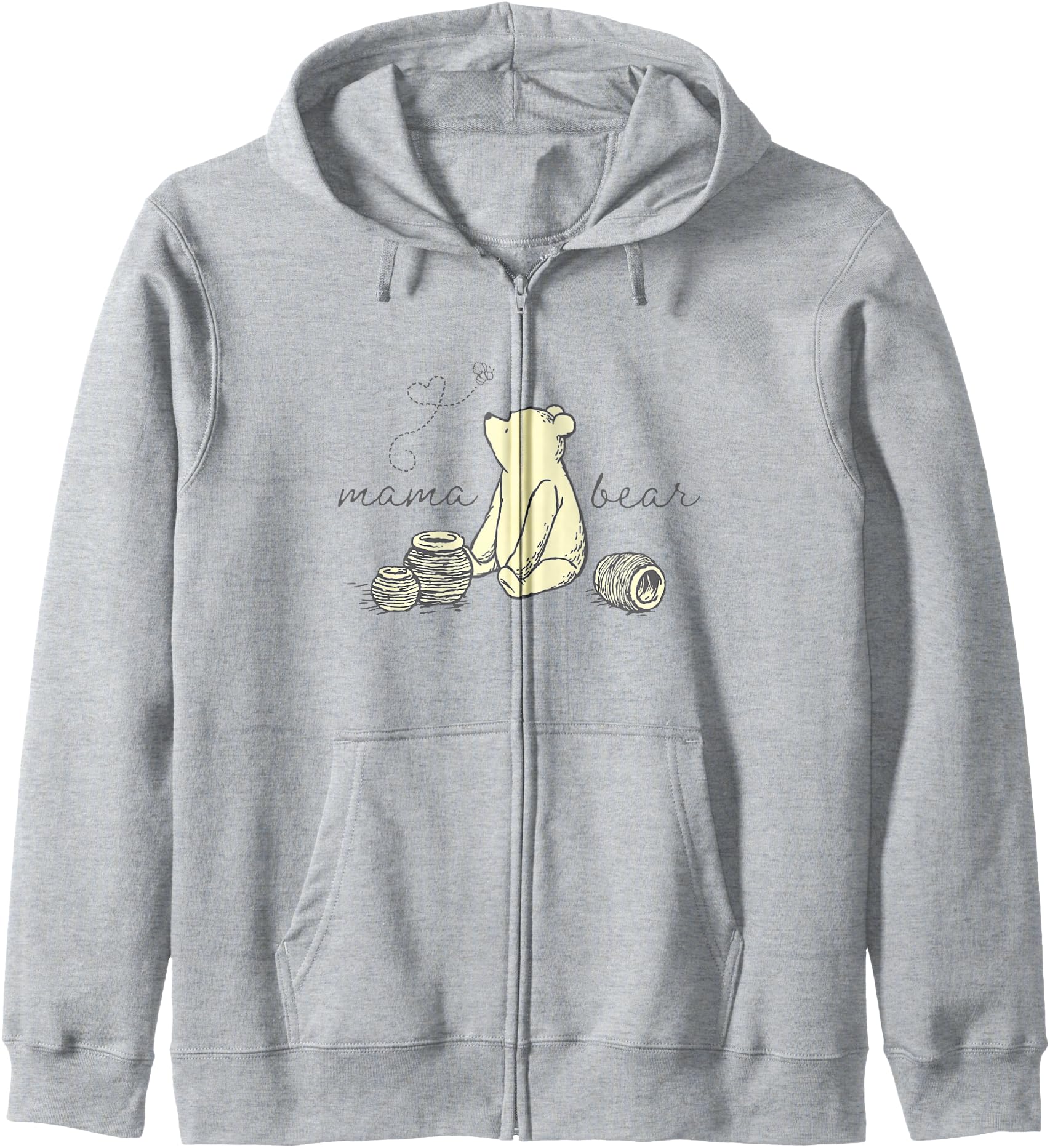 Disney Winnie the Pooh Mama Bear Cute Pooh Big Chest Logo Zip Hoodie
