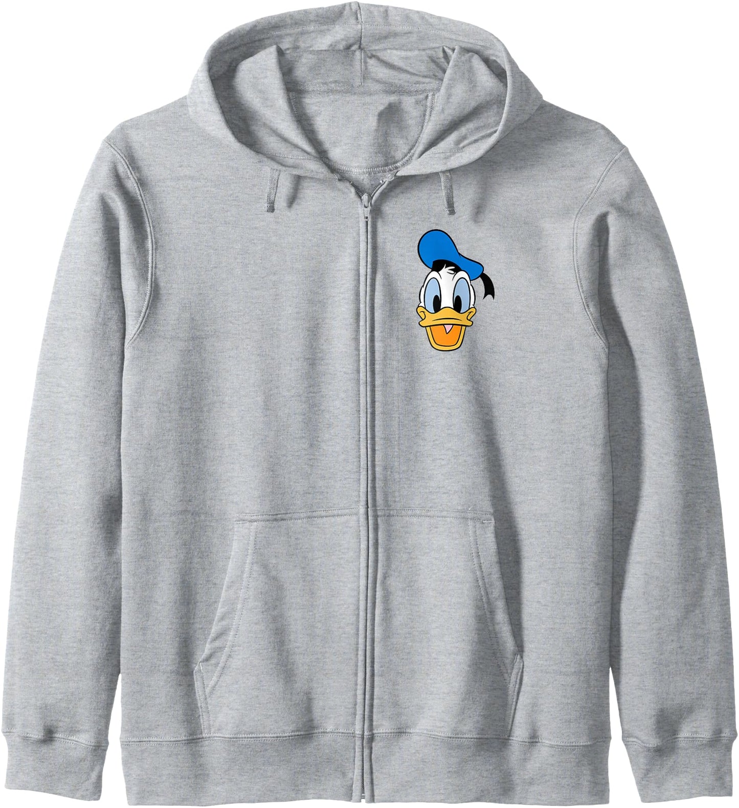 Disney Mickey And Friends Donald Duck Face Small Pocket Logo Zip Hoodie