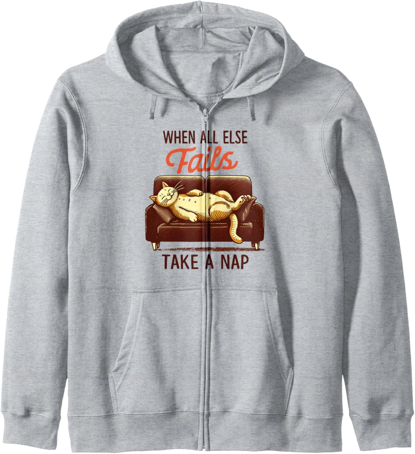 Cat Mom Lazy Cat Lady Funny When All Else Fails Take A Nap Zip Hoodie