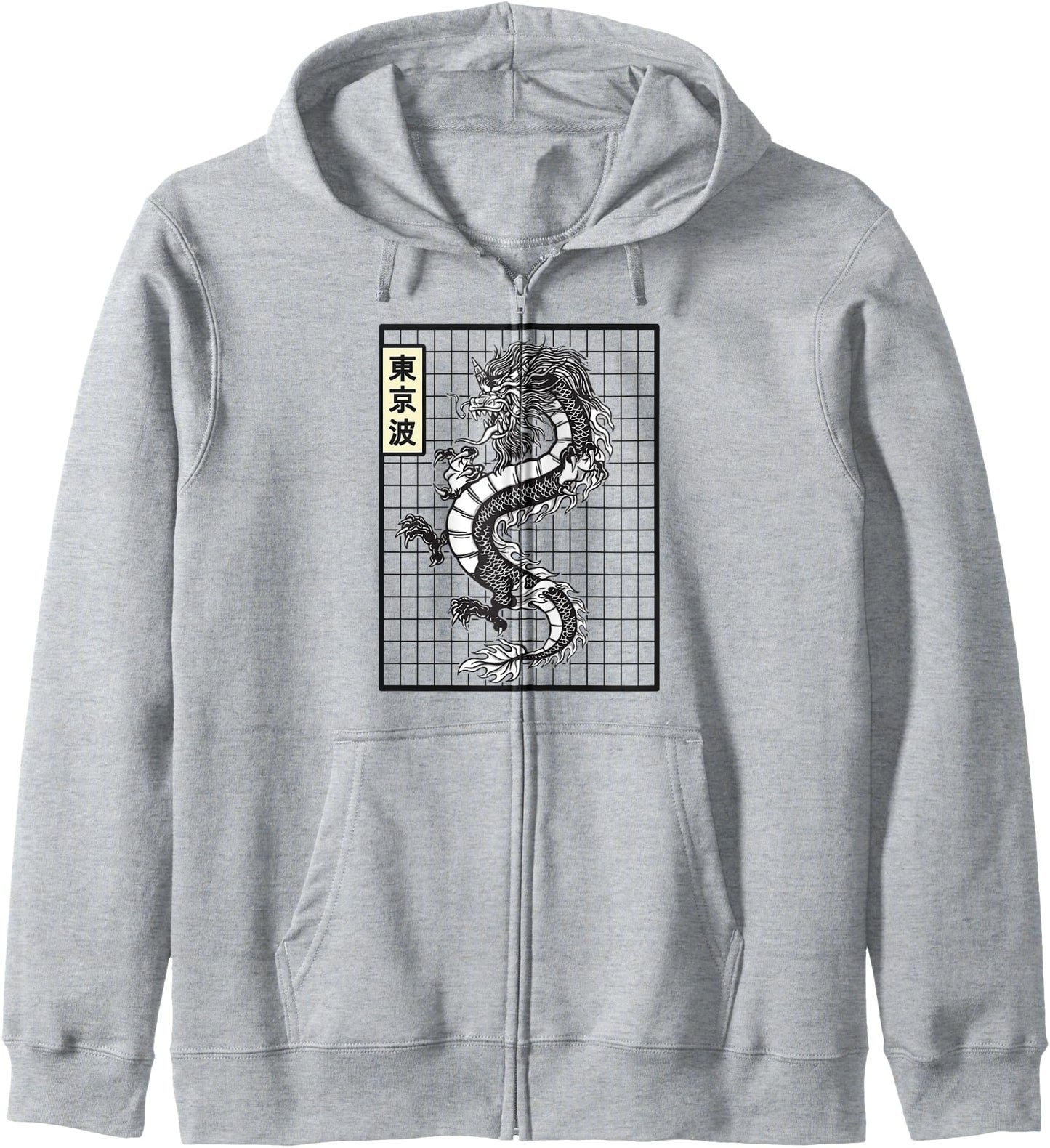 Japanese Dragon Grid Window Japan Tattoo Art Aesthetic Anime Hoodie