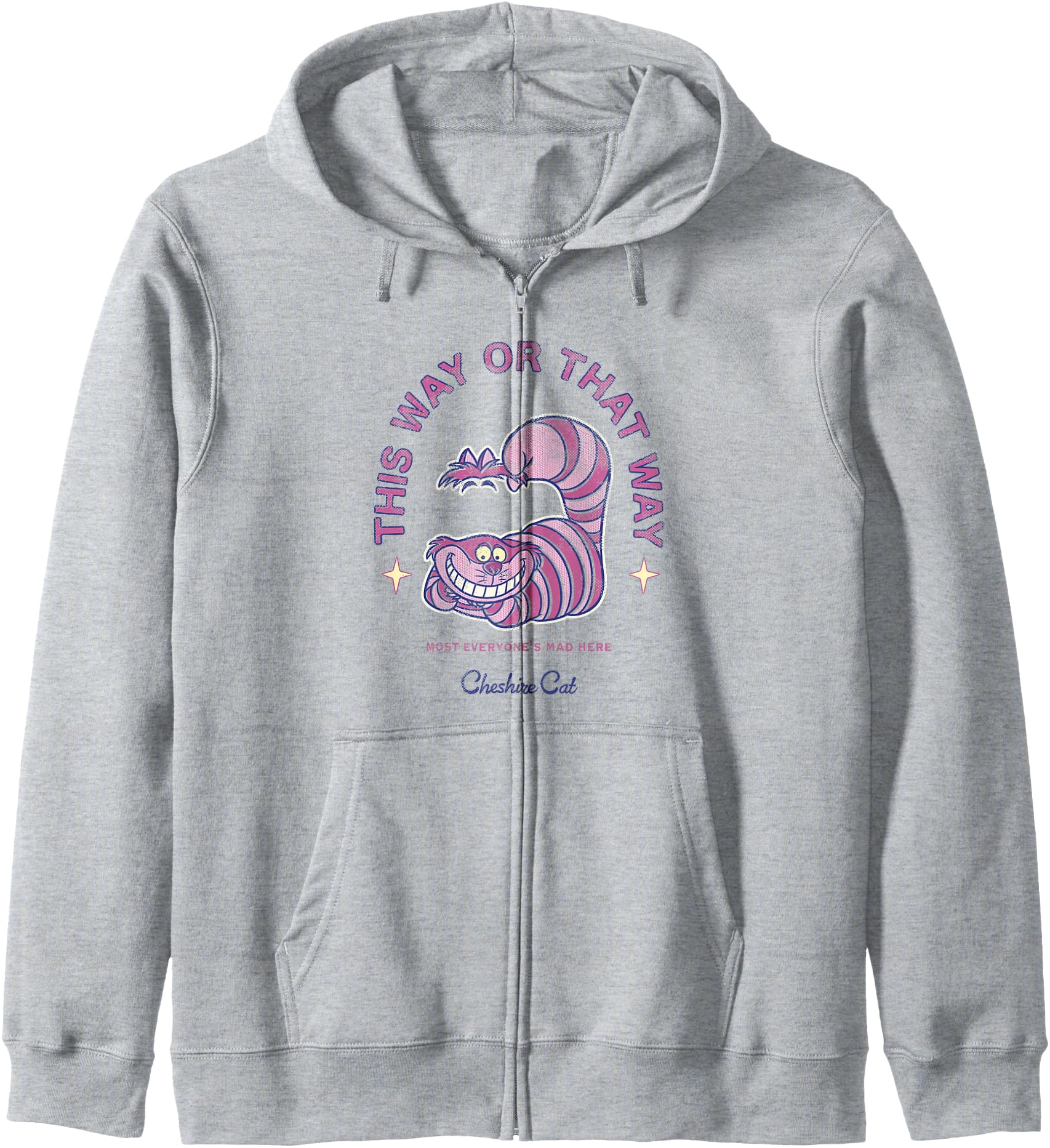 Disney Alice In Wonderland Cheshire Cat's Way Big Chest Logo Zip Hoodie