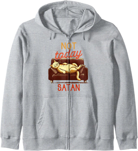 Cat Mom Lazy Cat Lady Nap Queen Not That Today Satan Zip Hoodie