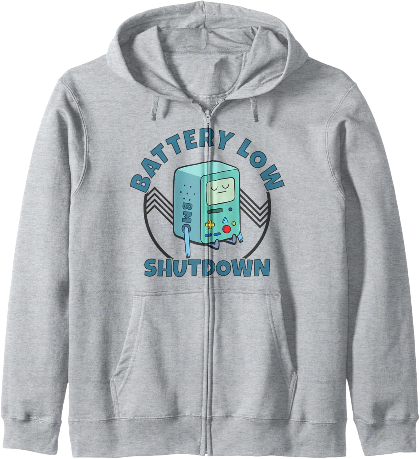 Cartoon Network Adventure Time BMO Battery Low Shutdown Zip Hoodie