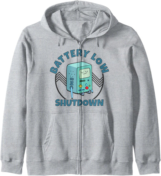 Cartoon Network Adventure Time BMO Battery Low Shutdown Zip Hoodie