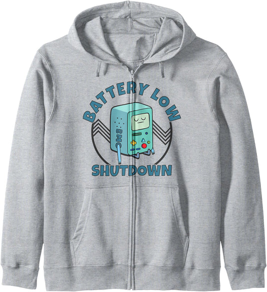 Cartoon Network Adventure Time BMO Battery Low Shutdown Zip Hoodie