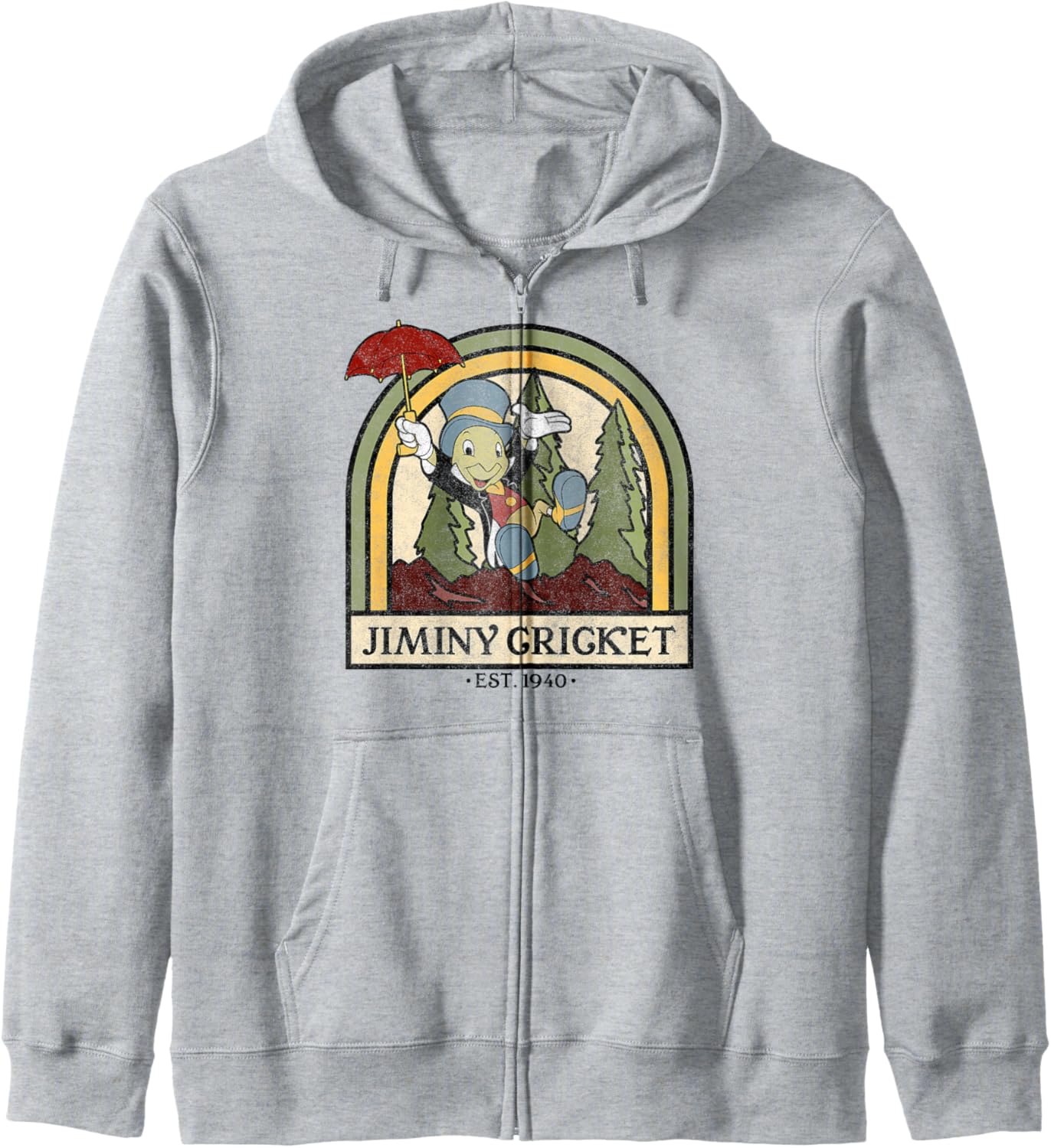 Disney Pinocchio Jiminy Cricket Established 1940 Zip Hoodie