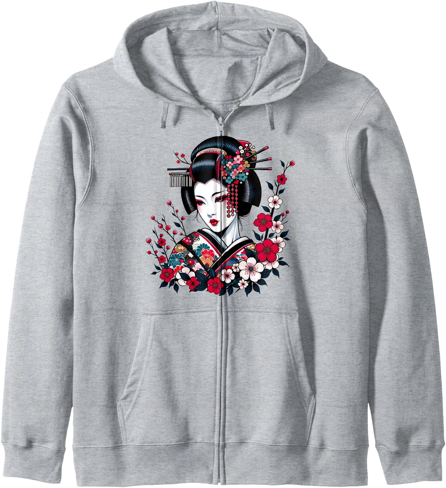 Geisha Beauty Blossom Art Traditional Japanese Culture Zip Hoodie