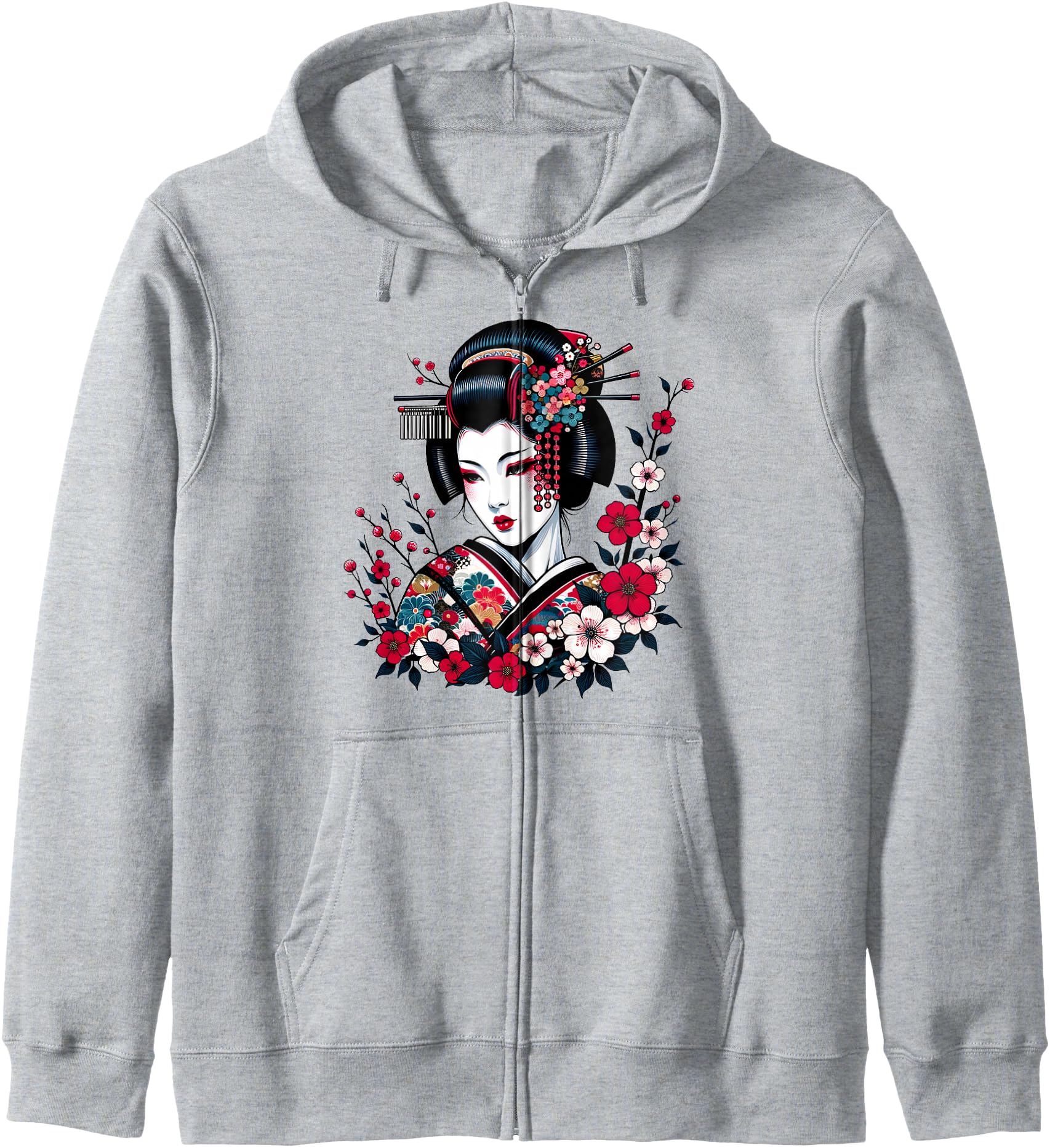 Geisha Beauty Blossom Art Traditional Japanese Culture Zip Hoodie