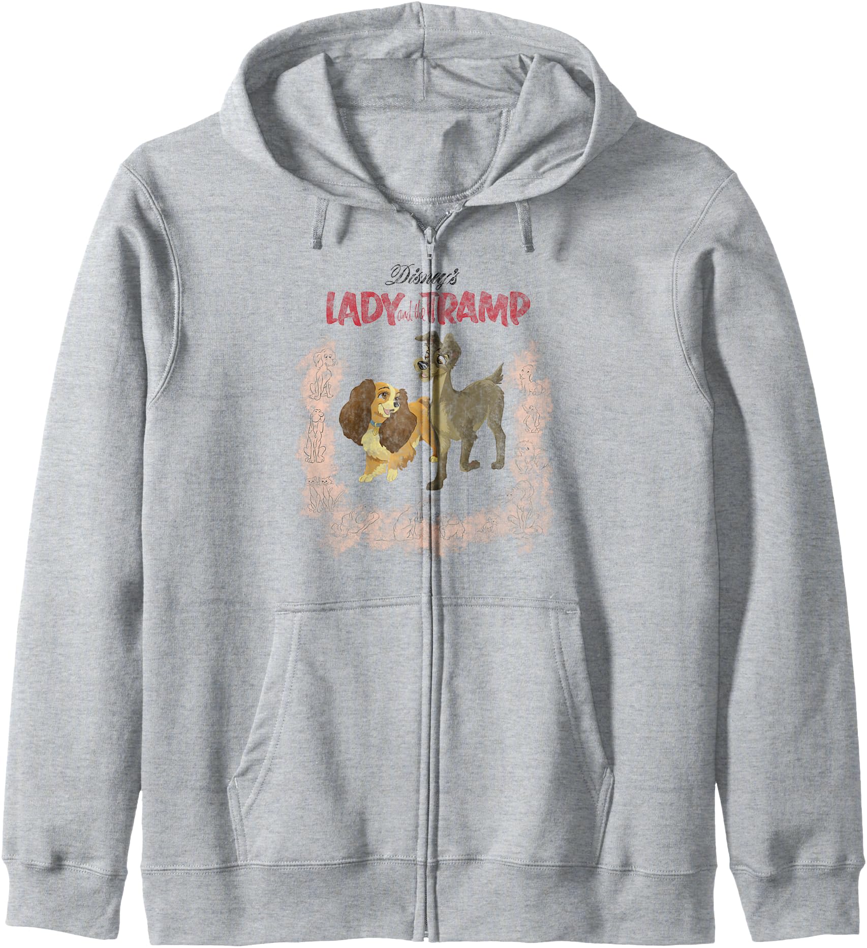 Disney Lady And The Tramp Vintage Portrait Logo Zip Hoodie