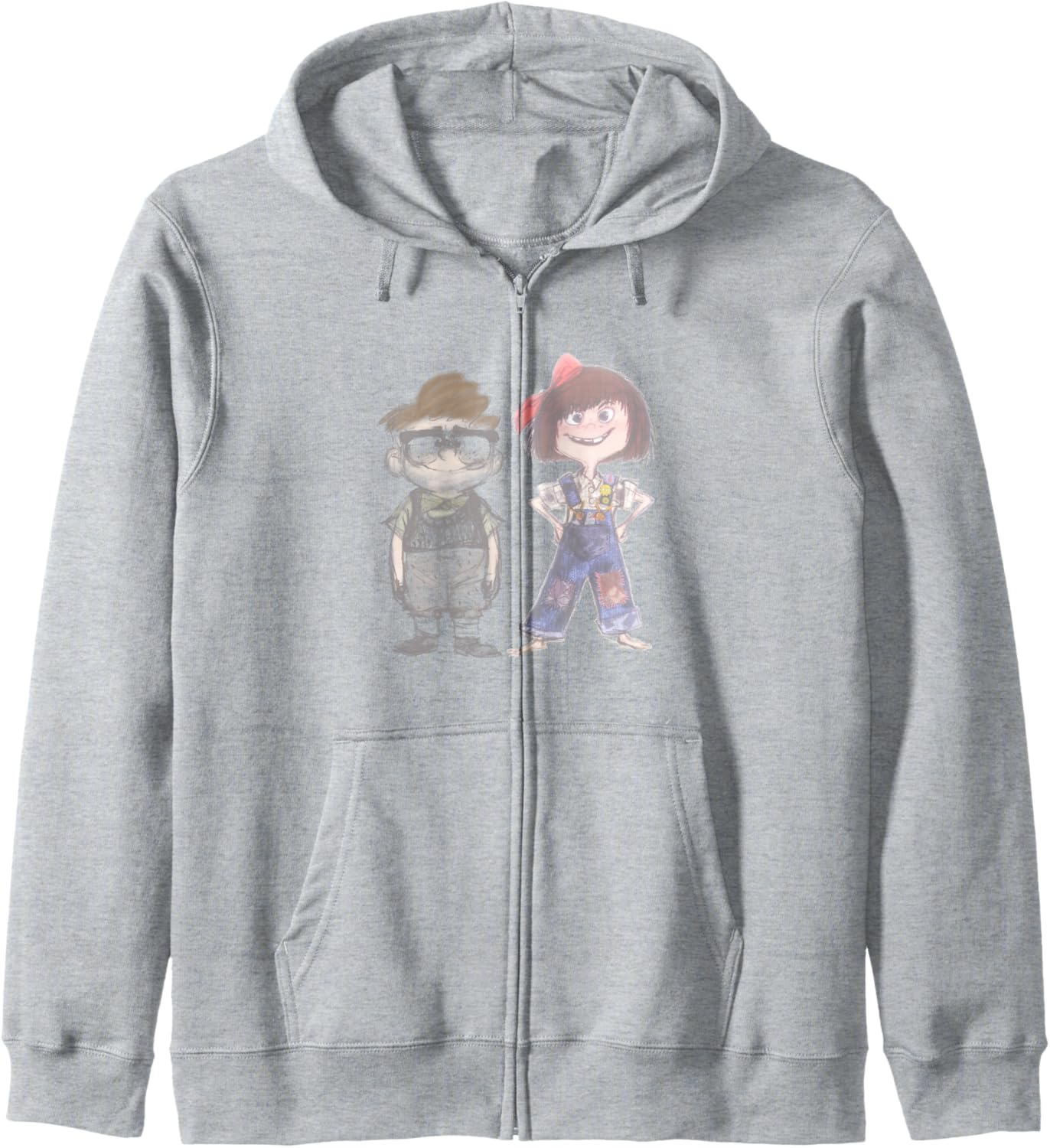 Disney Pixar Up Young Carl & Ellie Cute Vintage Sketch Zip Hoodie