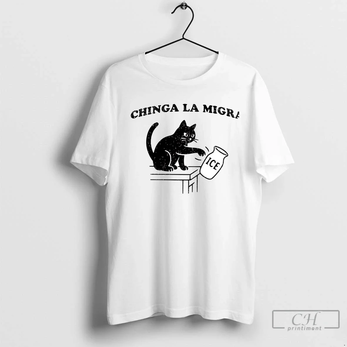 Cat Falling Ice Chinga La Migra TShirt Unique Collection