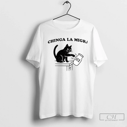 Cat Falling Ice Chinga La Migra TShirt Unique Collection