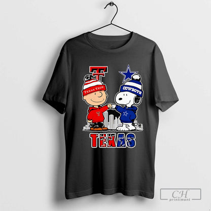 Charlie Brown And Snoopy Texas Sports TShirt Premium Fashion