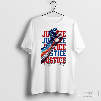 Charlie Kirk Justice American Flag Fist Tee Vintage Outfit