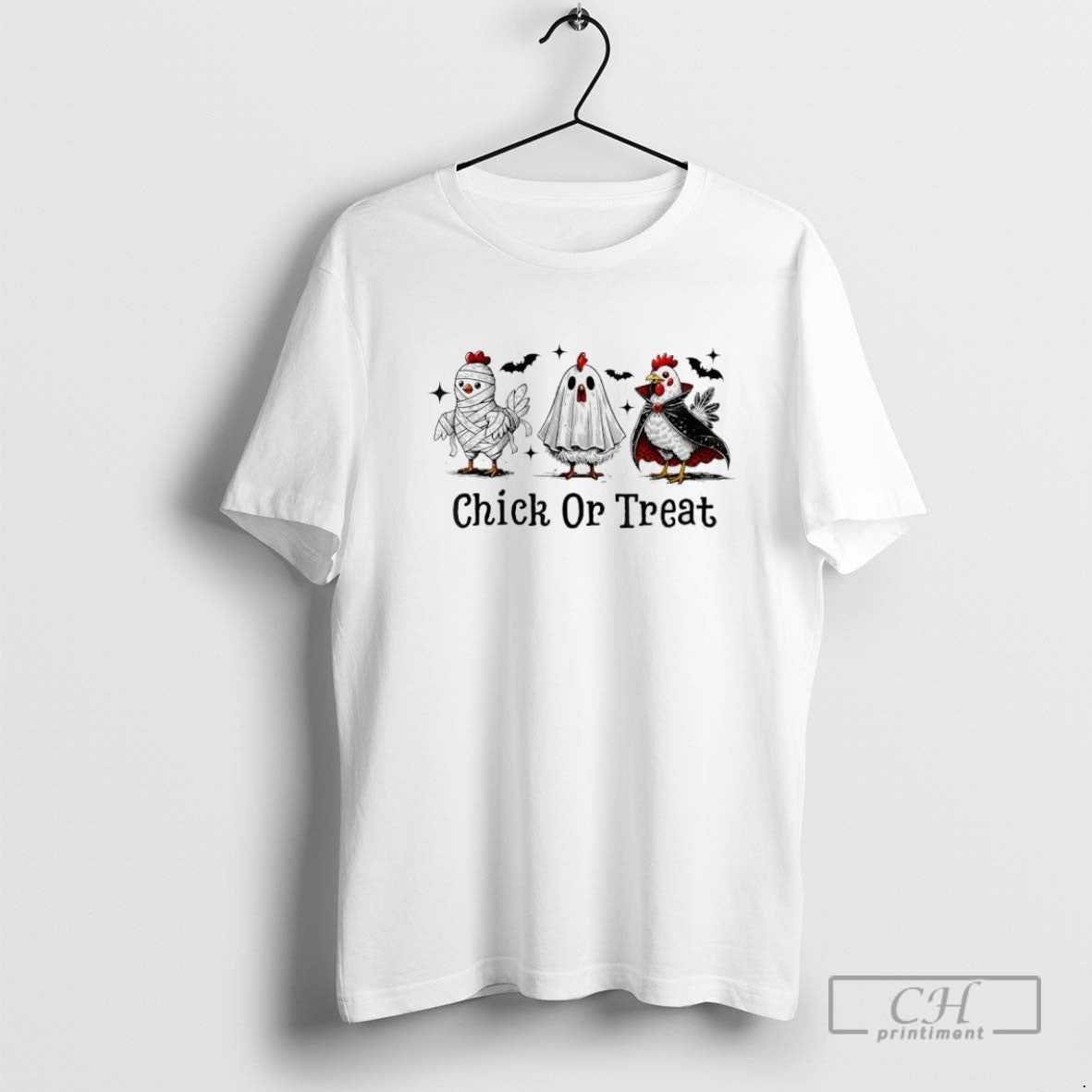 Chick Or Treat Halloween Witch Spooky Chicken Tee Designer Gift