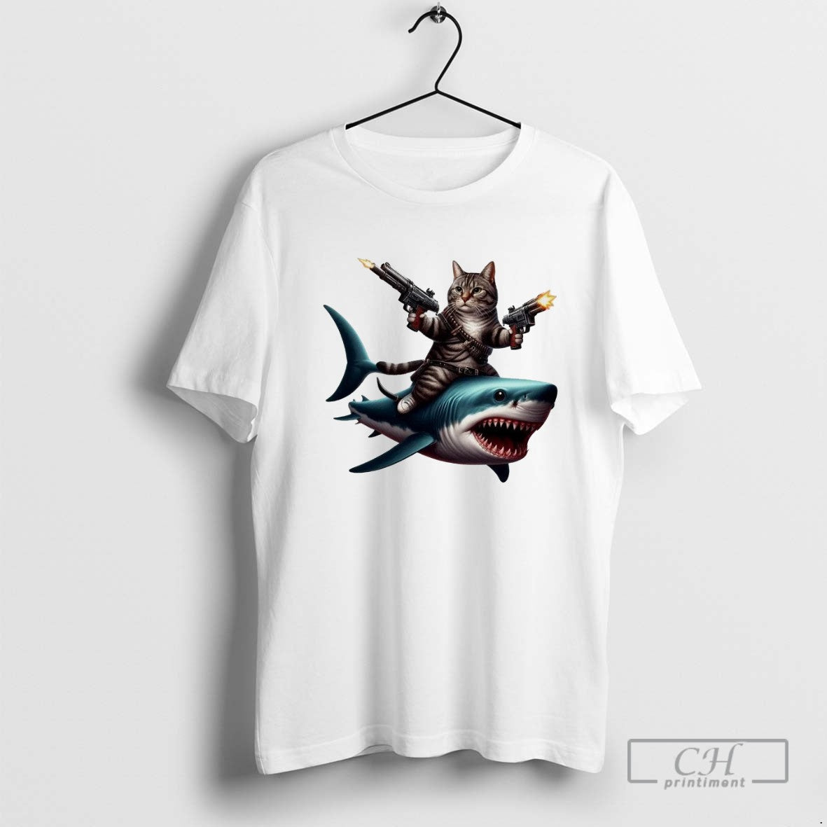Childless Cat Ladies Riding Shark Trumps Nightmare TShirt Retro Art