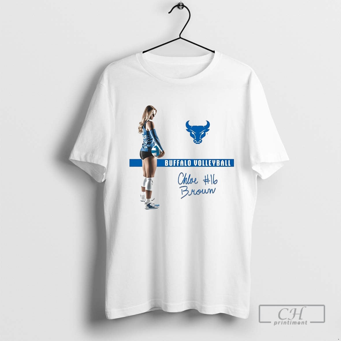 Chloe Brown Illustrated Buffalo Volleyball Long Sleeve Retro Art