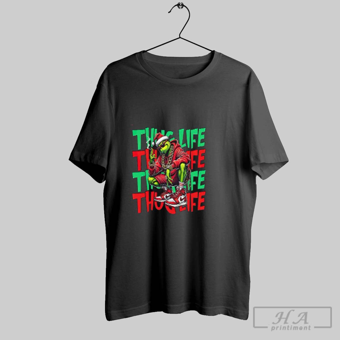 Thug Life Grinch Smoking Red Hoodie Designer Apparel