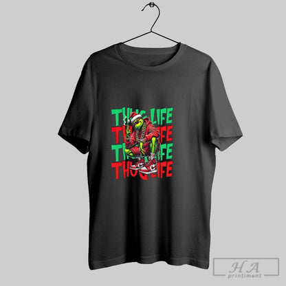 Thug Life Grinch Smoking Red Hoodie Designer Apparel