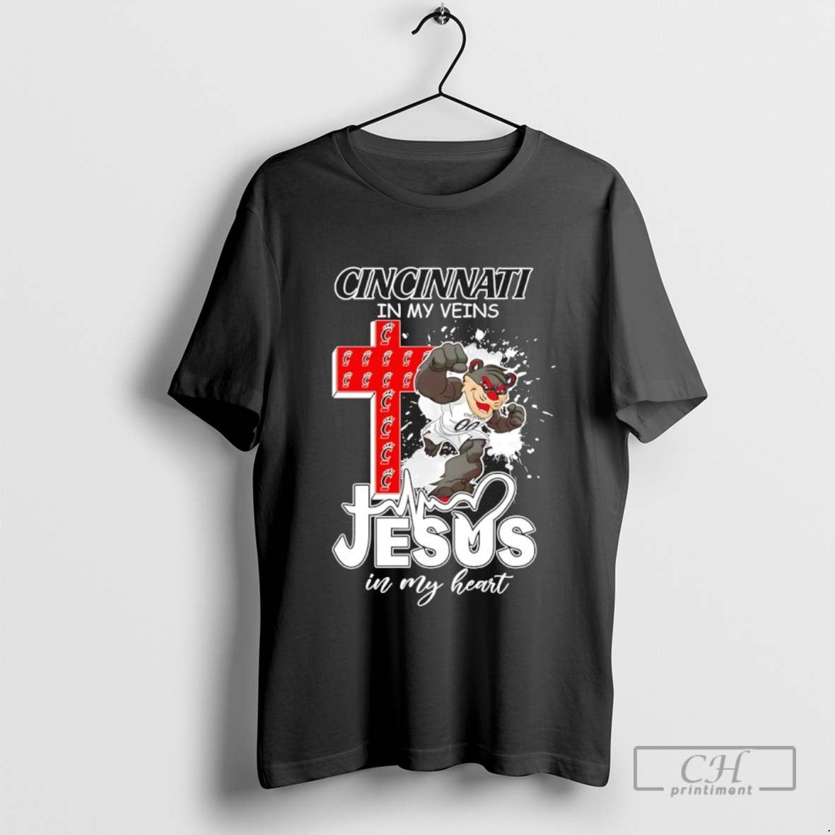 Cincinnati Bearcats Football My Veins Jesus My Heart Tank Top Elegant