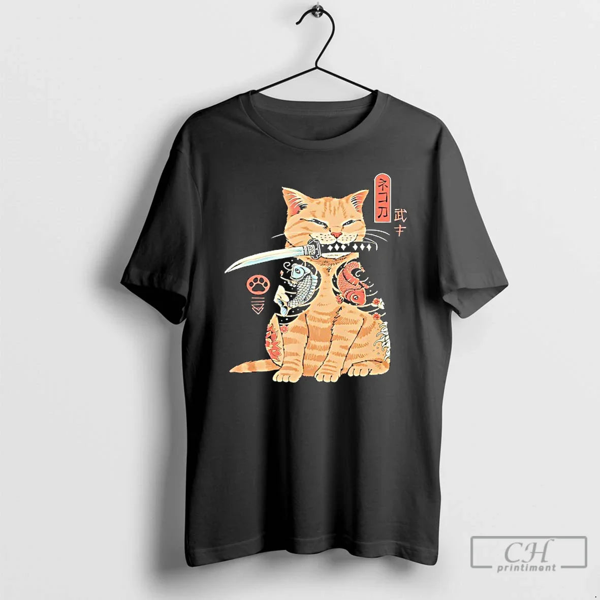 Cats Japanese Samurai Ninja Cat Kawaii Tattoo T Shirts Tank Top