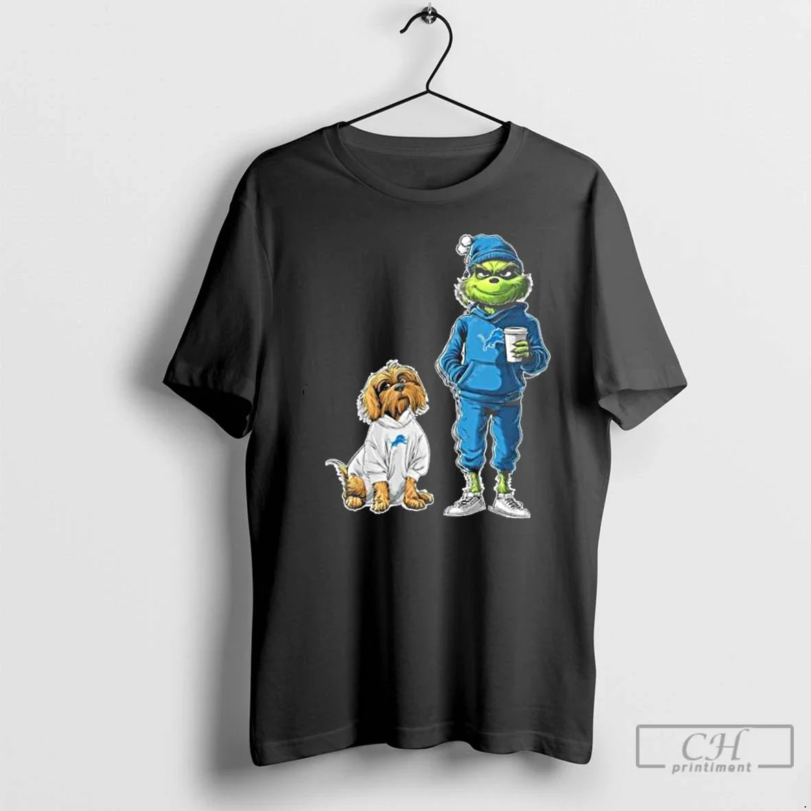 Detroit Lions Grinch And Dog Football 2025 T Shirts Long Sleeve
