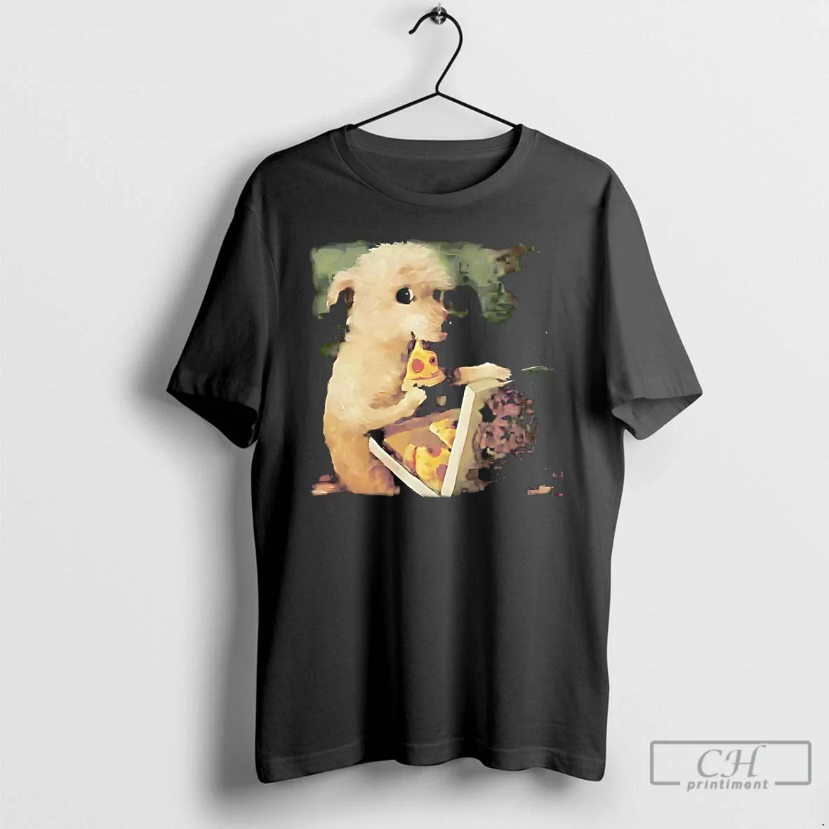 Dog Eating Pizza T Shirts Sweatshirt Vintage Look