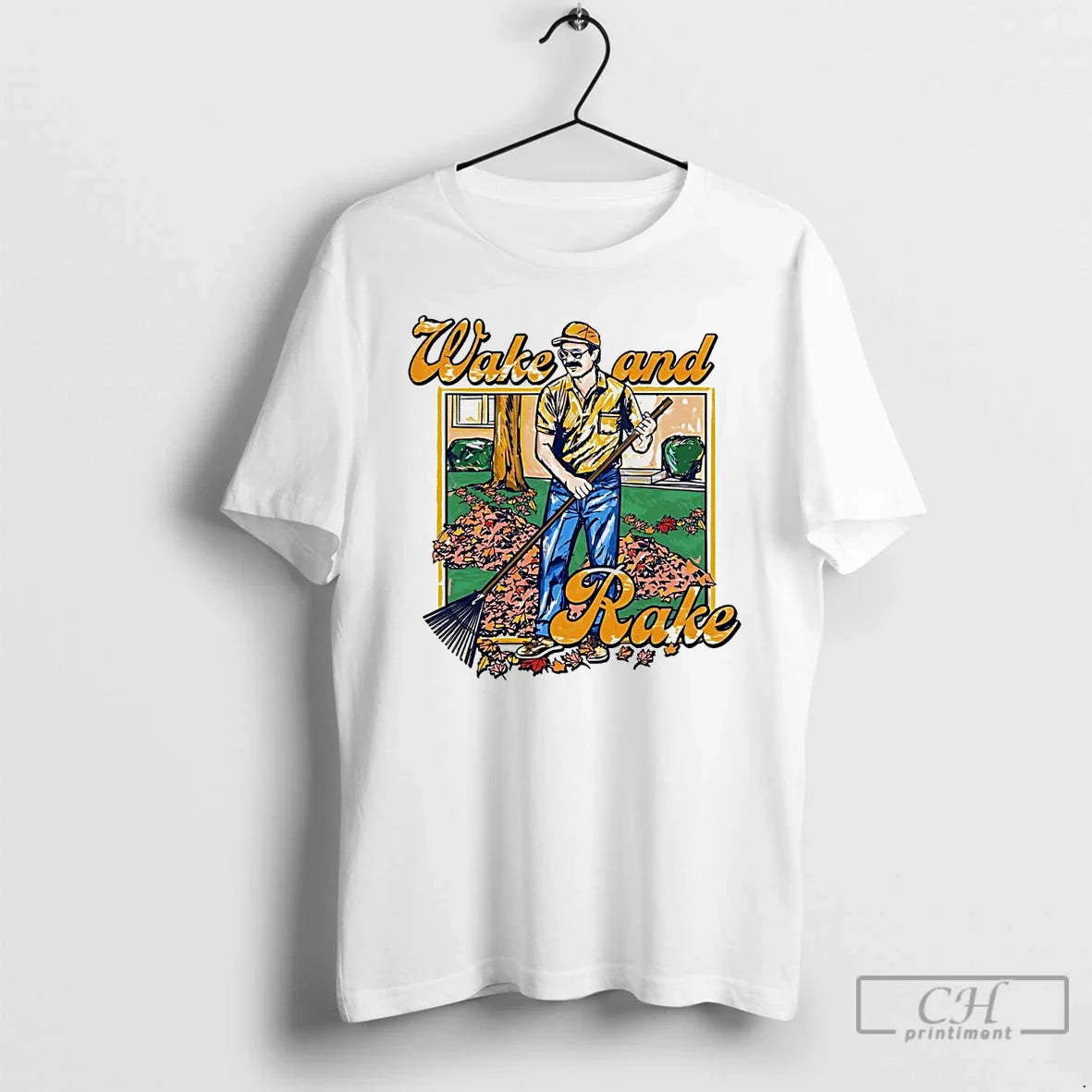 Father Sweeping Autumn Leaves Wake And Rake T Shirts Shirt Designer