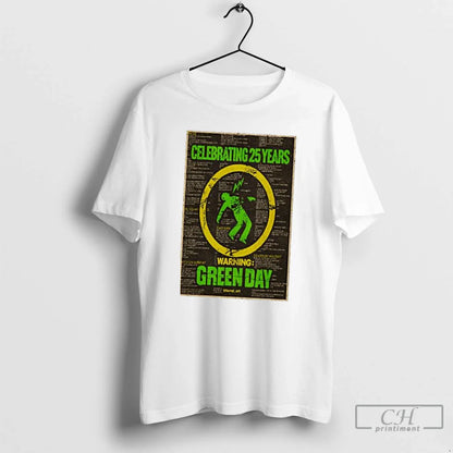 Green Day Warning Celebrating 25 Years T Shirts Long Sleeve Vintage