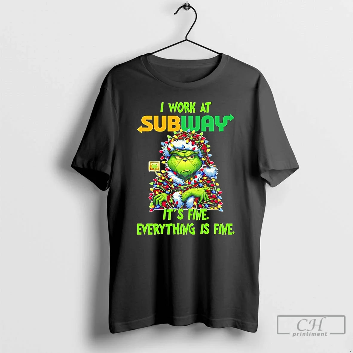 Grinch Light I Work Subway Its Fine Everything Is Fine T Shirts Tank