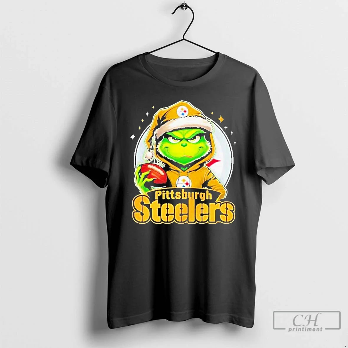 Grinch Hat Santa Pittsburgh Steelers Merry Logo T Shirts TShirt