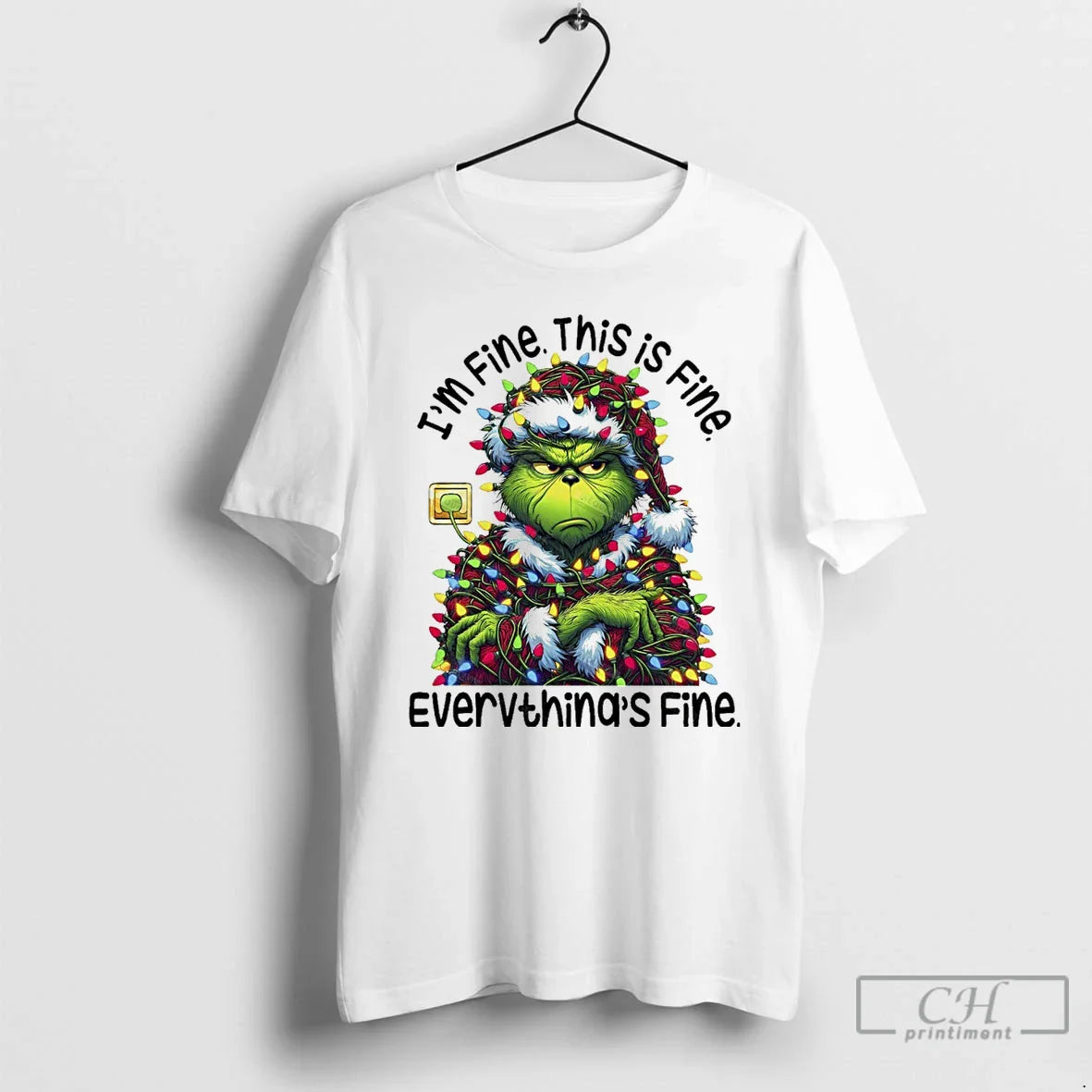 Grinchmas Lights Sarcastic Im Fine This Is Fine Everythings Fine