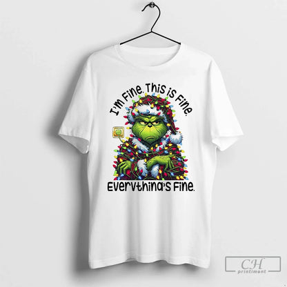 Grinchmas Lights Sarcastic Im Fine This Is Fine Everythings Fine