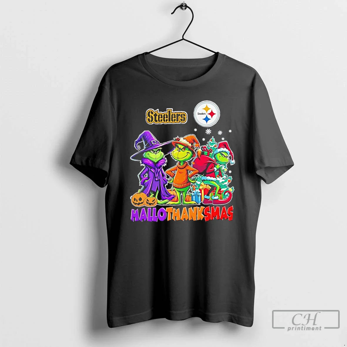 Hallothanksmas Grinch Pittsburgh Steelers Logo Halloween Thanksgiving