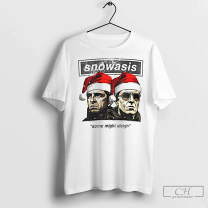 Noel Vs Liam Gallagher Oasis Snowasis Some Might Sleigh TShirt Retro