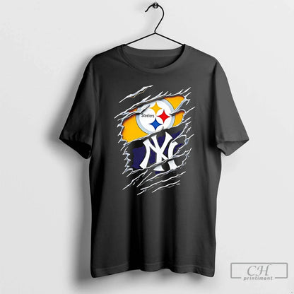 Pittsburgh Steelers Football X New York Yankees Baseball T Shirts
