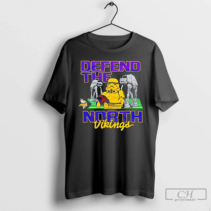 Stormtrooper And Walkers X Minnesota Vikings Defend North T Shirts