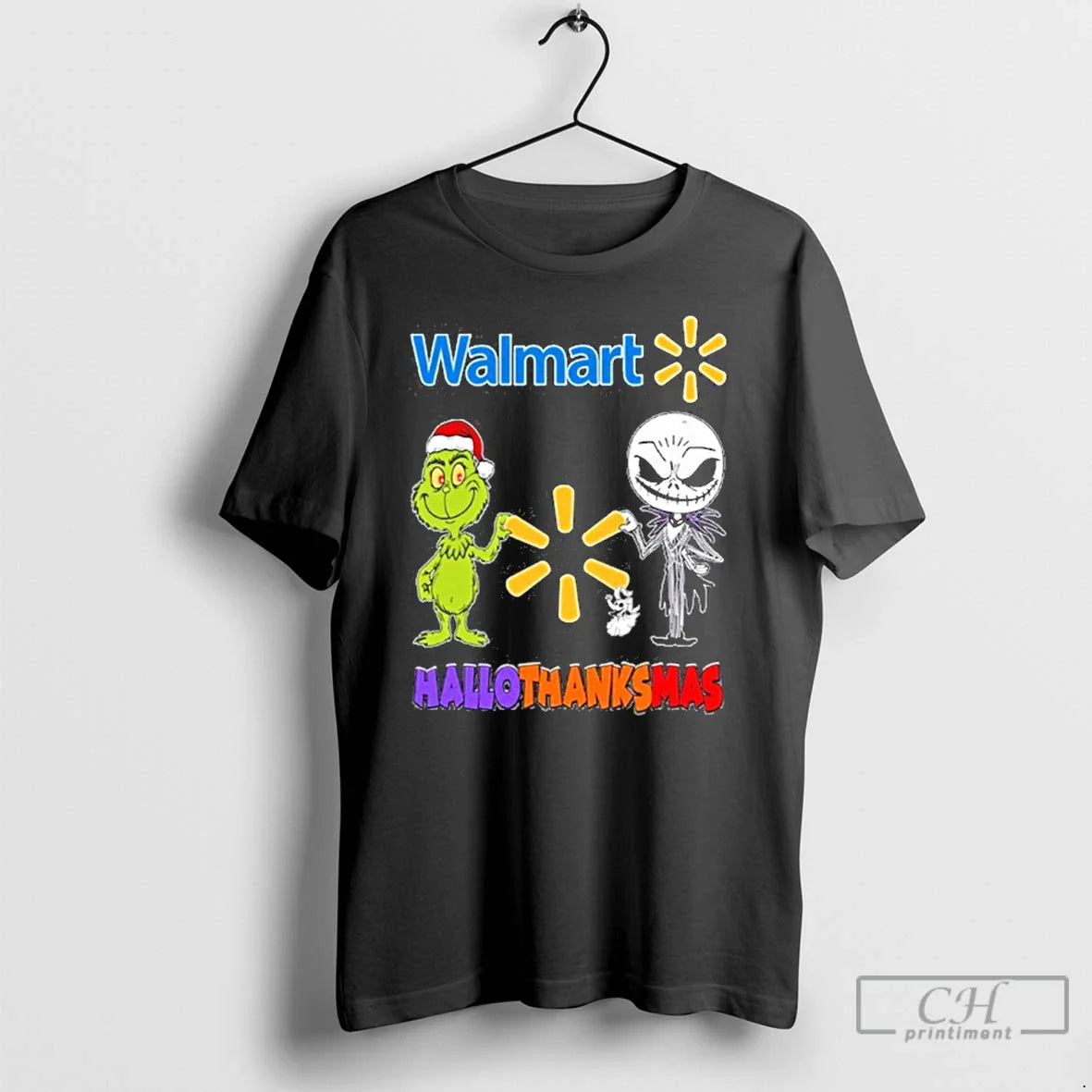 Walmart Santa Grinch X Jack Friends Fist Bump Hallothanksmas T Shirts