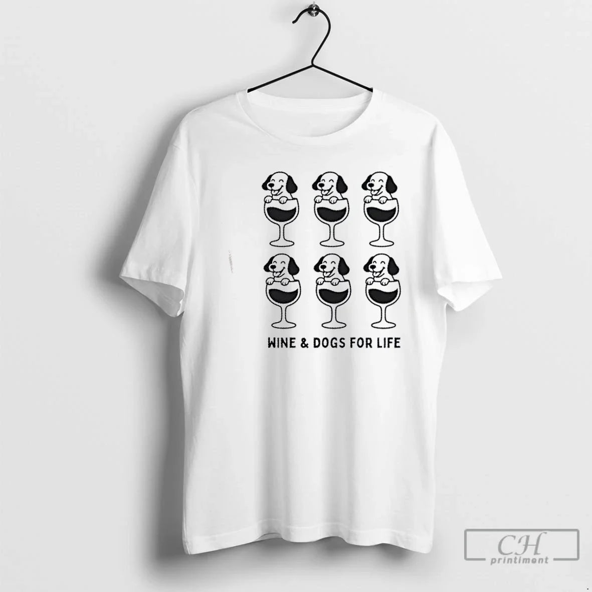 Wine And Woofs Dogs Life T Shirts Tee Exclusive Gift