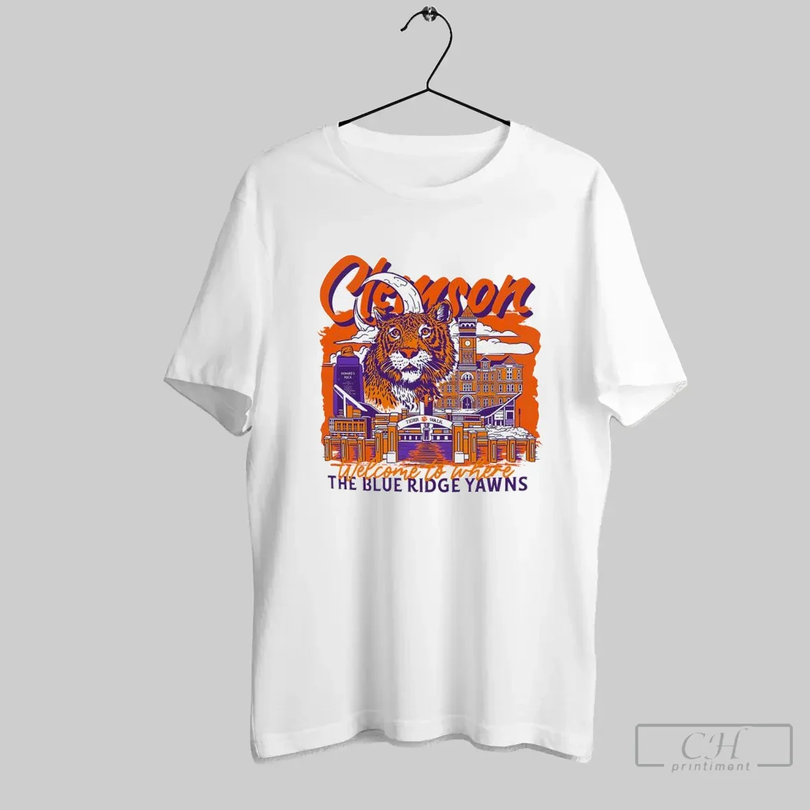 Clemson Tigers Football Welcome To Where Blue Ridge Yawns Hand Drawn