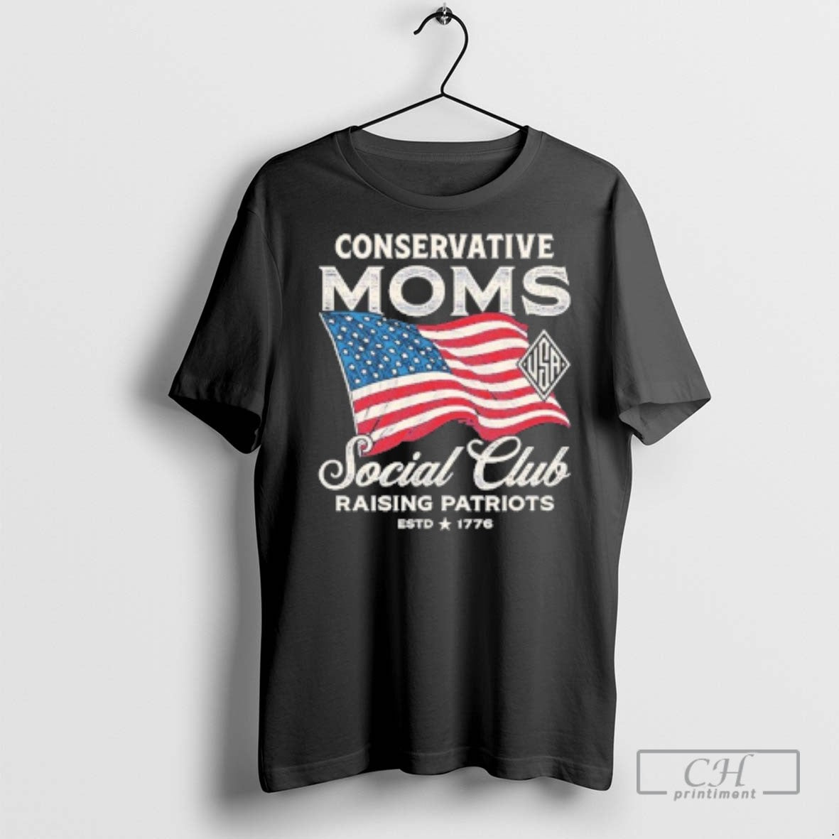 Conservative Moms Social Club Raising Patriots Usa Flag T Shirts Tee