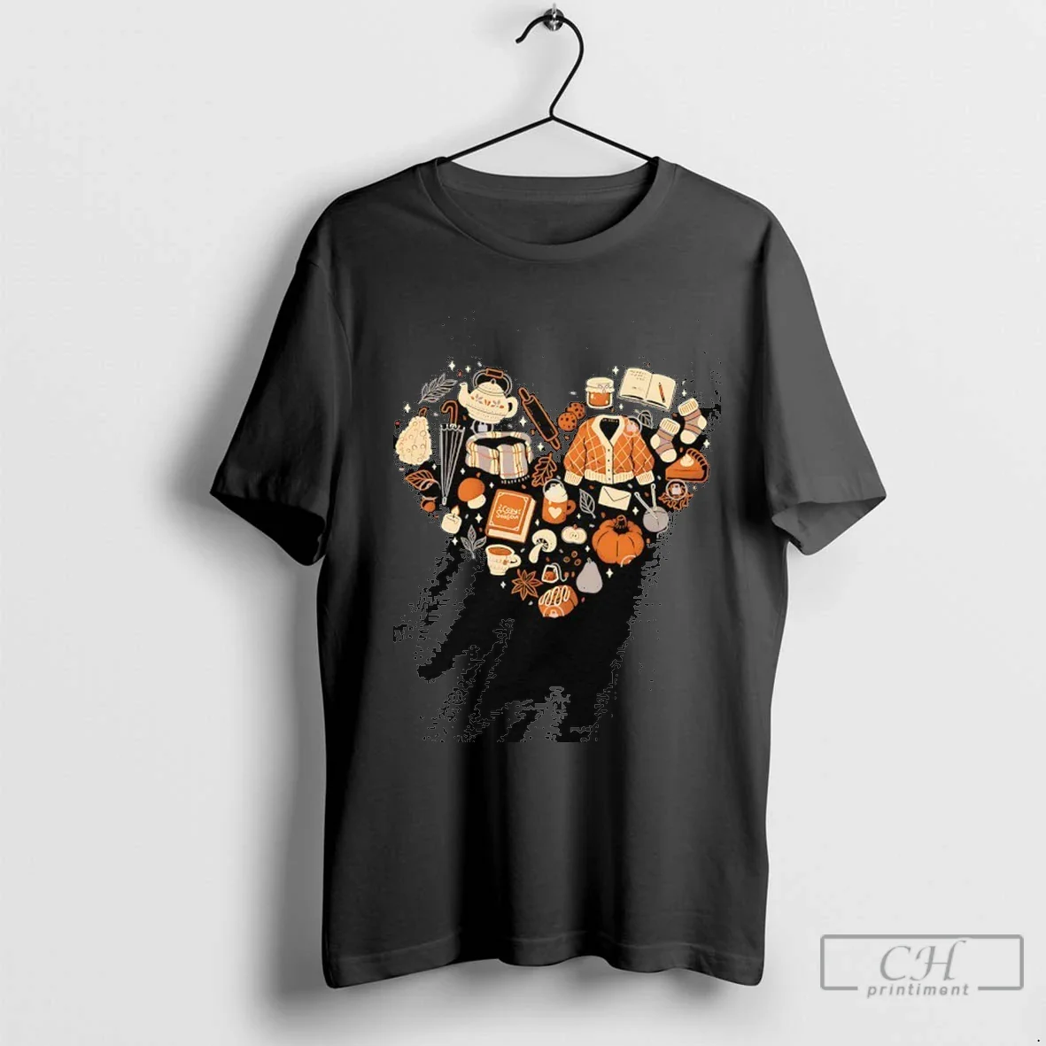 Cozy Autumn Heart Shirt Vintage Art