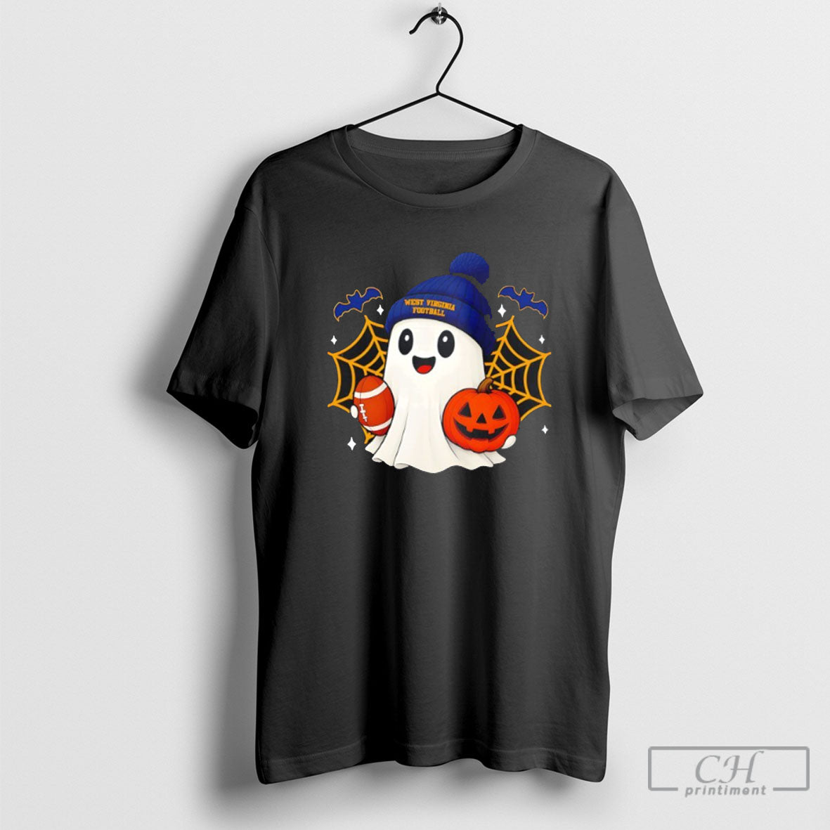 Ghost Football West Virginia Happy Halloween Long Sleeve Authentic Art
