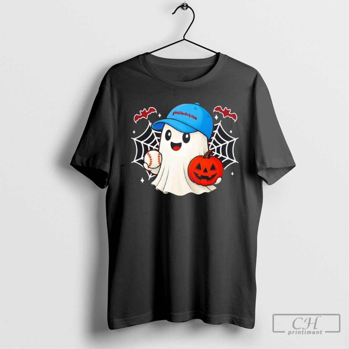 Ghost Philadelphia Baseball Happy Halloween Long Sleeve Elegant Look