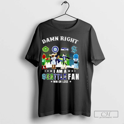 Damn Right I Am Seattle Win Or Lose Mascot Tee Exclusive Collection