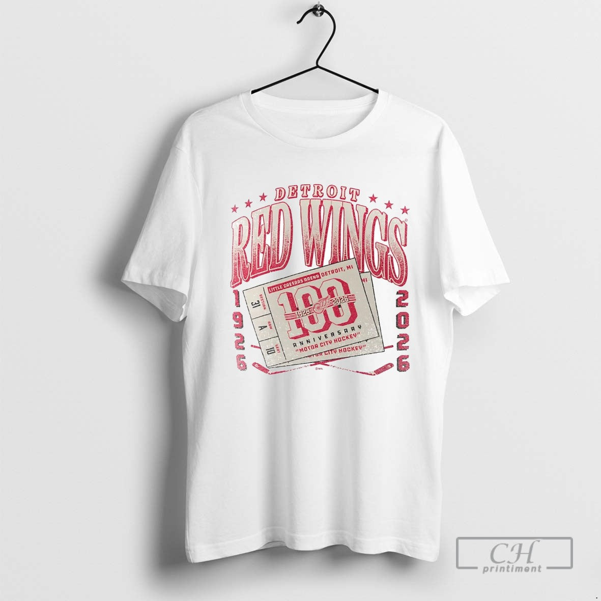 Detroit Red Wings 100 Years Little Caesars Arena TShirt Premium