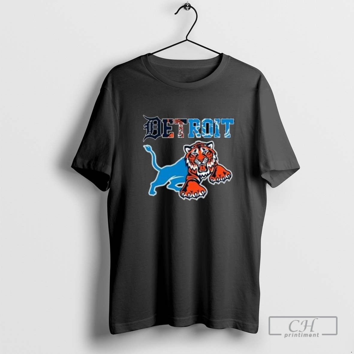 Detroit Tigers And Detroit Lions Mix Mascot 2025 TShirt Modern Style