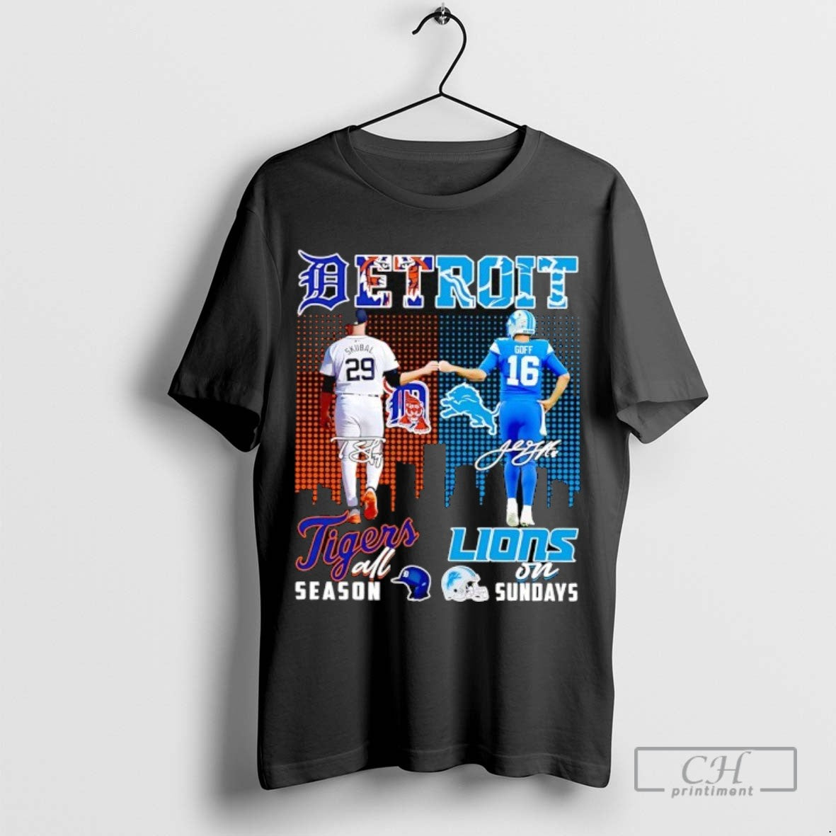 Detroit City Skyline Skubal Detroit Tigers All Season And Goff